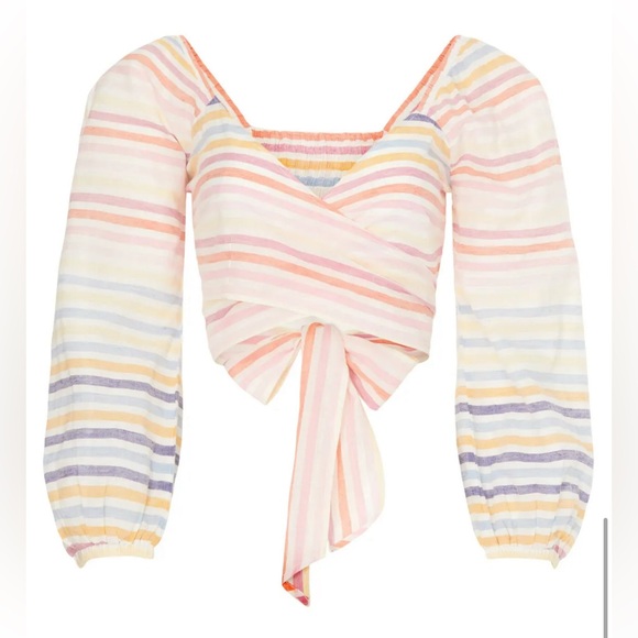 BANJANAN Candy Stripe Multicolor Bohemian Striped Arilia Top Size Small